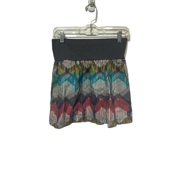 fossil blue green geometric linen pull on skirt size XS Pockets - Picture 1 of 8